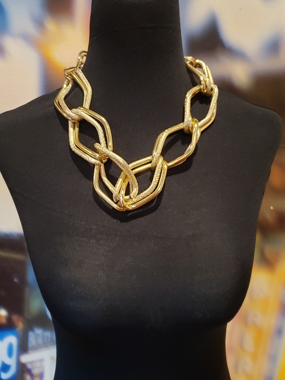 Chunky Gold-tone  Link Statement Necklace